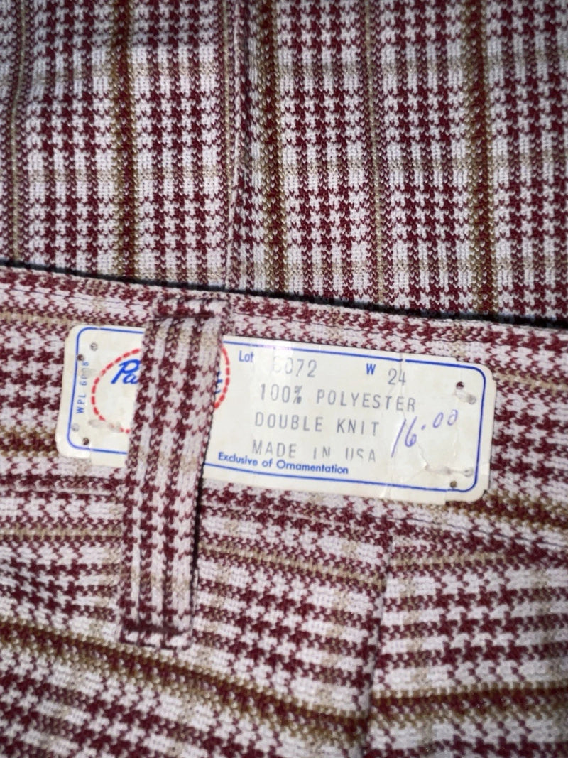 New Vintage Red Checkered Panhandle Slim Polyester Pants #8072 VV-107