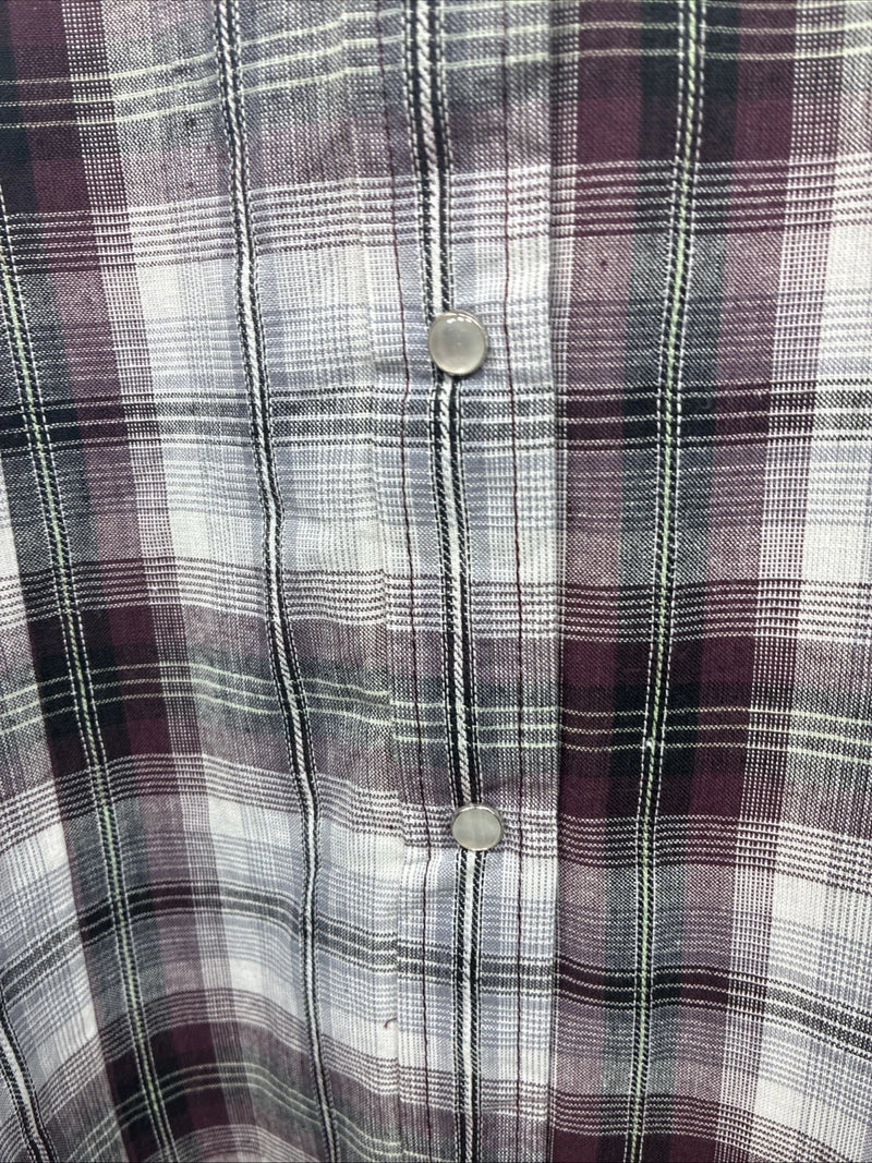 New Women’s Cumberland Purple Plaid Long Sleeve Pearl Snap Size 1X GG-10