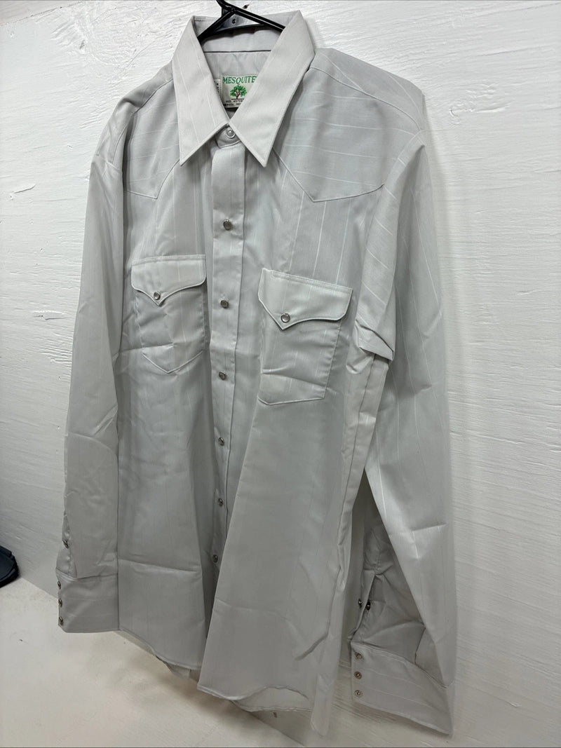 New Men’s Mesquite Gray Stripe Long Sleeve Pearl Snap 16.5 Large Q-50