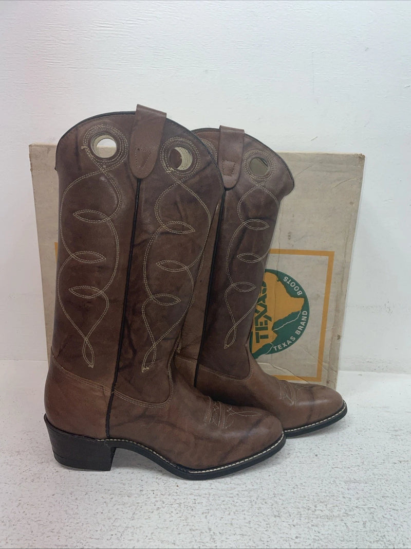New Youth Brown Texas Brand Cowboy Boots. B 191 5.5 5 1/2 B. 2-142