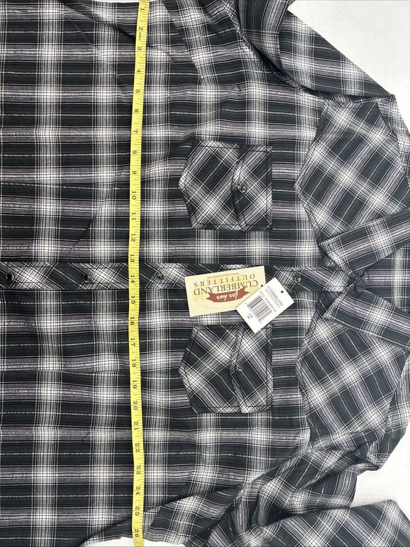 New Women’s Cumberland Black Plaid Long Sleeve Pearl Snap 3XL GG-67