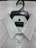 New Men’s White Horse White Stripe Short Sleeve Button Up XL T-9