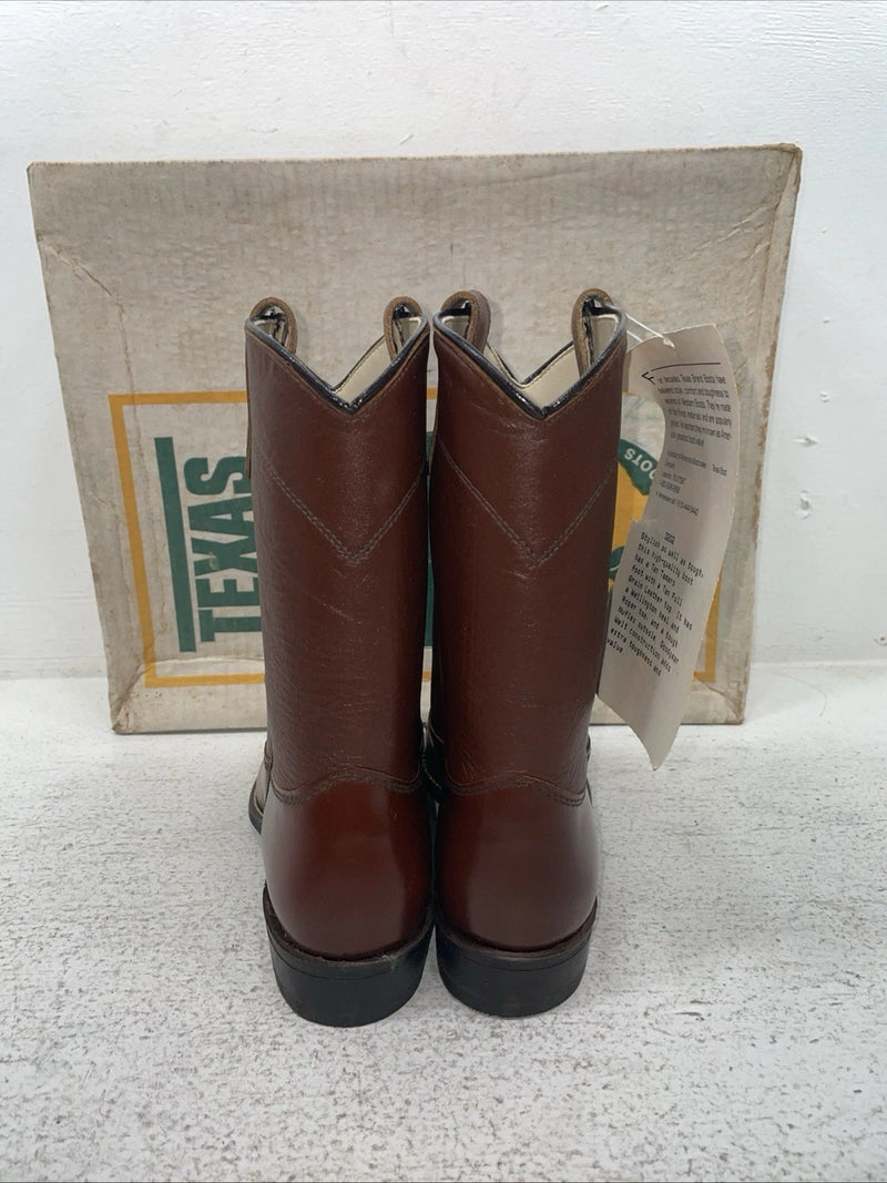 New Youth Brown Texas Brand Cowboy Boots. 3202 4 D. 22-121