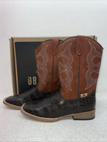 New Youth Brown DBL Barrel Cowboy Boots. 4475202 5. 2-96