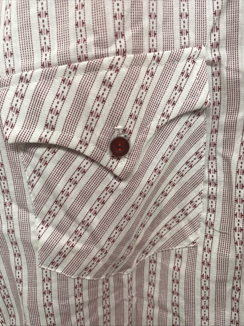 New Men’s Dickson Jenkins White Red Short Sleeve Button Up 14.5 Small B-128