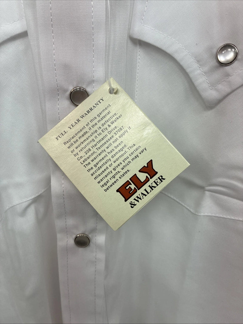 New Boys ELY Cattleman White Long Sleeve Pearl Snap Size 8 MM-15
