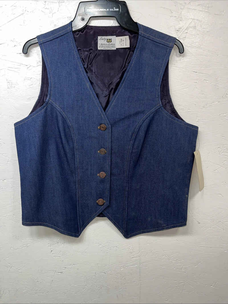 New Dickson Jenkins Blue Denim Vest Medium #7080 UU-38