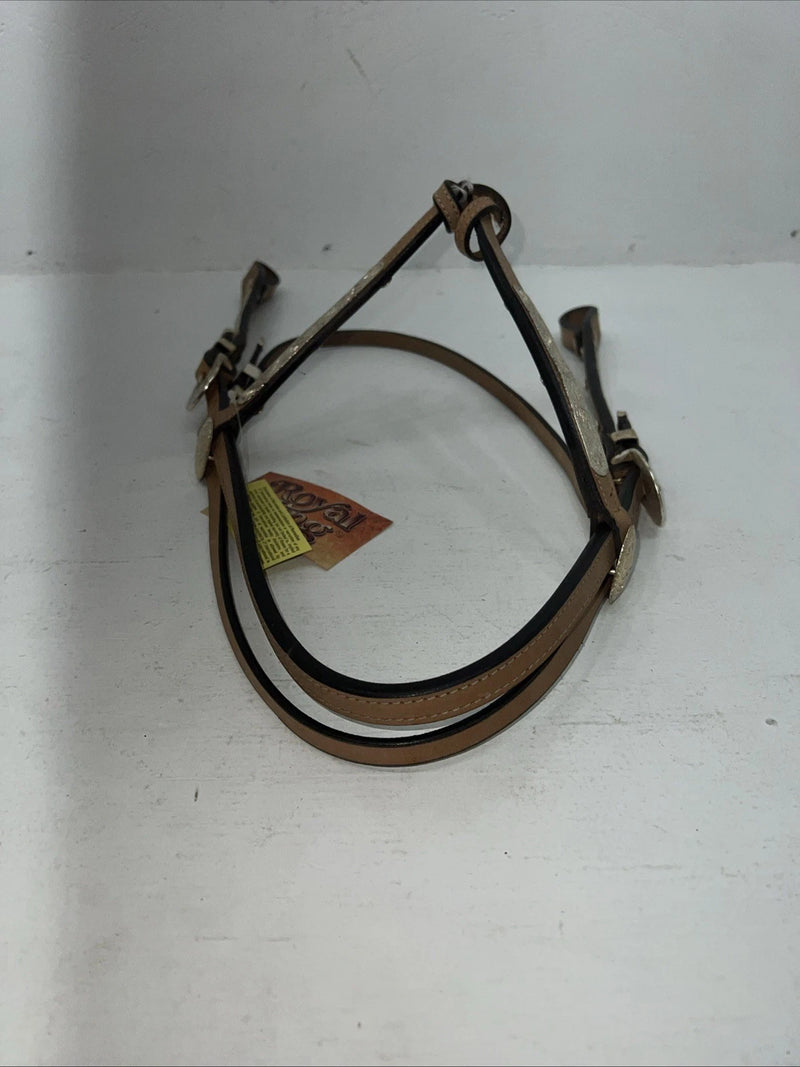 New Royal King Leather Metal Plate Browband Headstall W Split Reins #18-34 U-26
