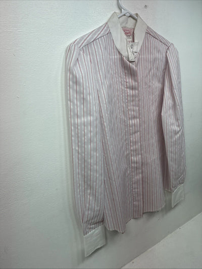 New Women’s H Bar C Pink Stripe Long Sleeve Button Up Size 36 LL-32