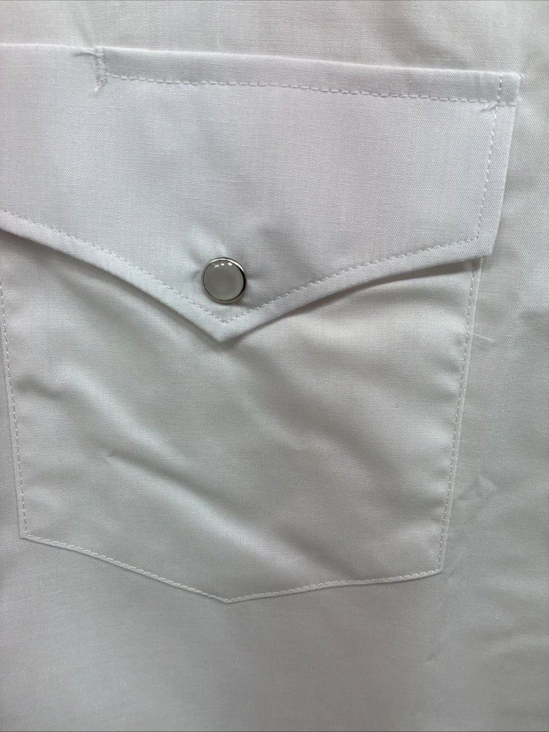New Men’s White Horse Western White Short Sleeve Pearl Snap Large V-38