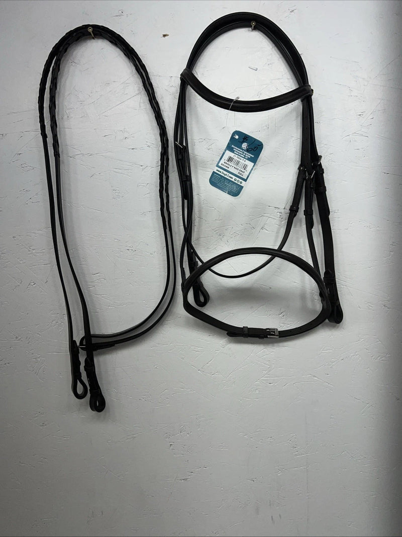 New EQUIROYAL Brown English Snaffle Bridle Full #21-9556-7-0 BB-13