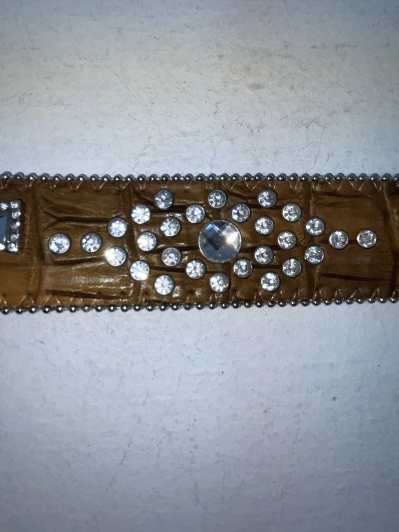 New Brown Genuine Leather Nocona Silver Bling Cross XL Belt #N1330999 Z-74