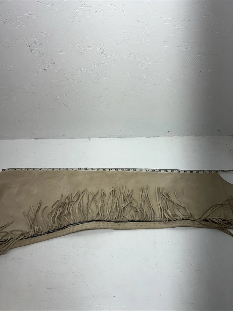 New Tan Whitman Show Chaps With Fringe Adjustable Waist 43” L-49