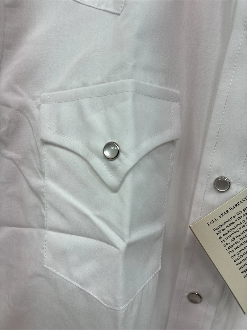 New Boys ELY Cattleman White Long Sleeve Pearl Snap Size 16 DD-76 