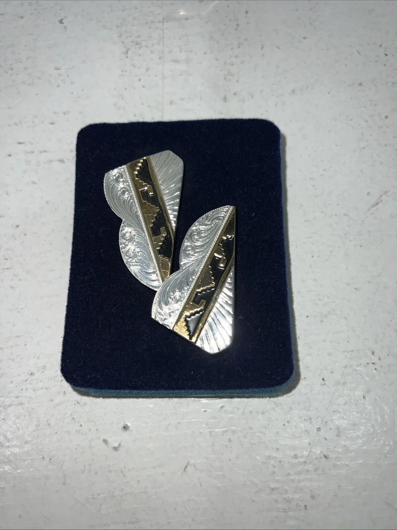 New Women’s Montana Silversmiths Gold Silver Black Collar Tips. CT4 A-37
