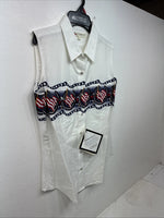 New Women’s Cumberland White Designed Short Sleeve Pearl Snap MM-70