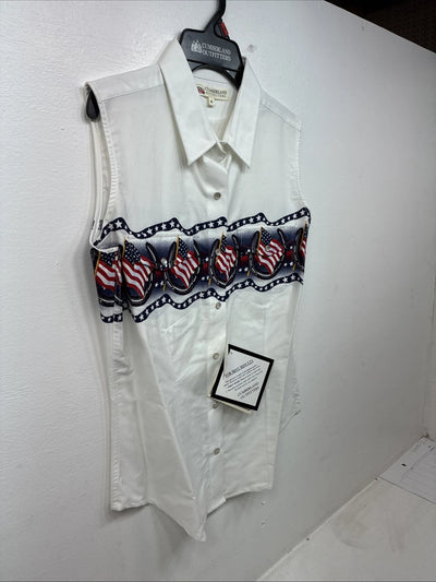 New Women’s Cumberland White Designed Short Sleeve Pearl Snap MM-70