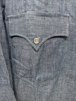 New Men’s Champion Western Blue Jean Long Sleeve Pearl Snap 14 Small AA-1