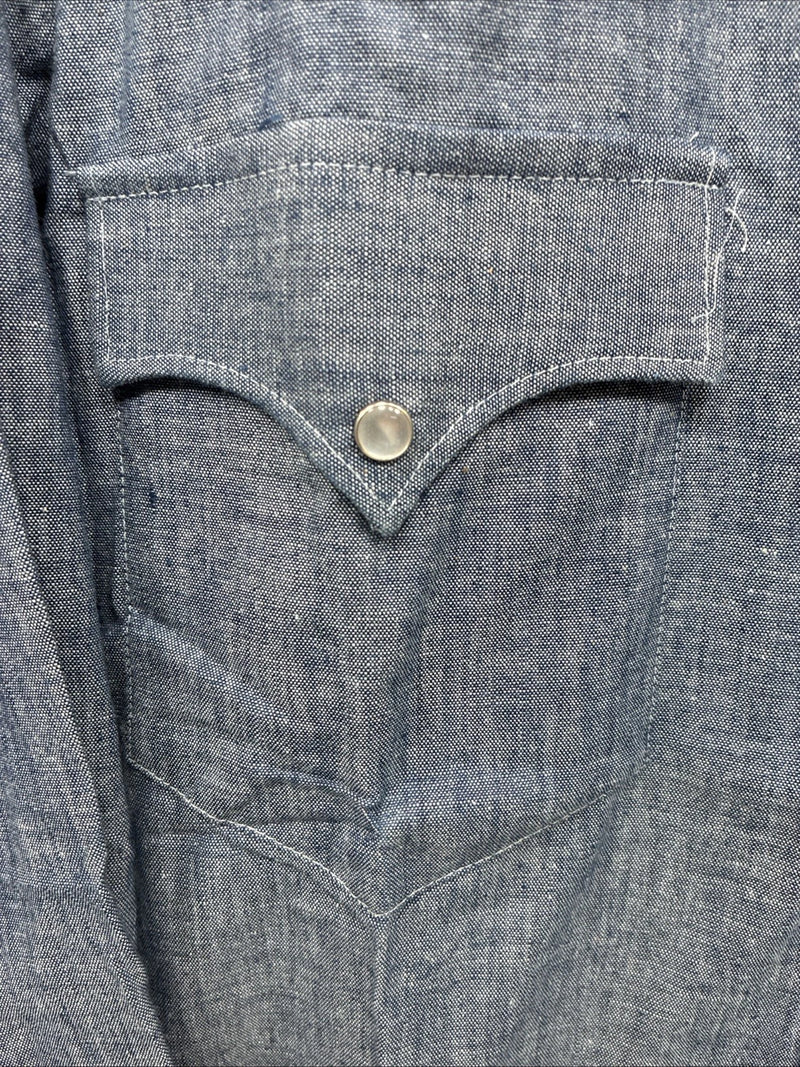 New Men’s Champion Western Blue Jean Long Sleeve Pearl Snap 14 Small AA-1