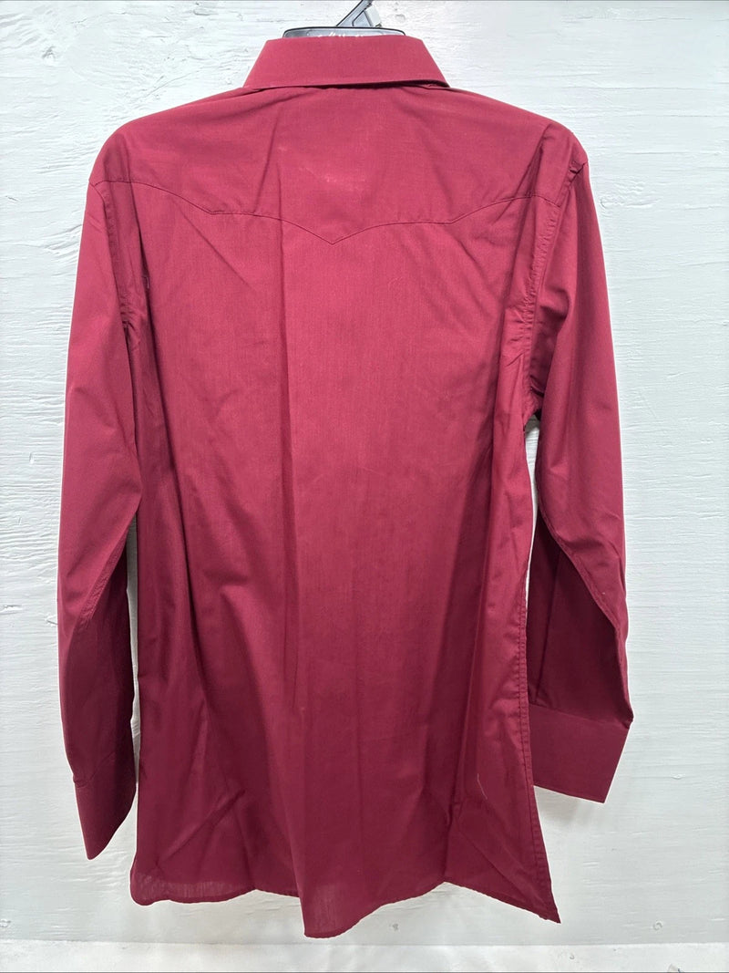 New Men’s White Horse Burgundy Simple Long Sleeve Pearl Snap Large K-67