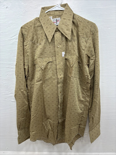 New Men’s Tem Tex Green design Long Sleeve Pearl Snap 16 Large Q-46
