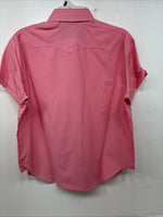 New Women’s White Horse Pink Checker Short Sleeve Pearl Snap Large KK-122