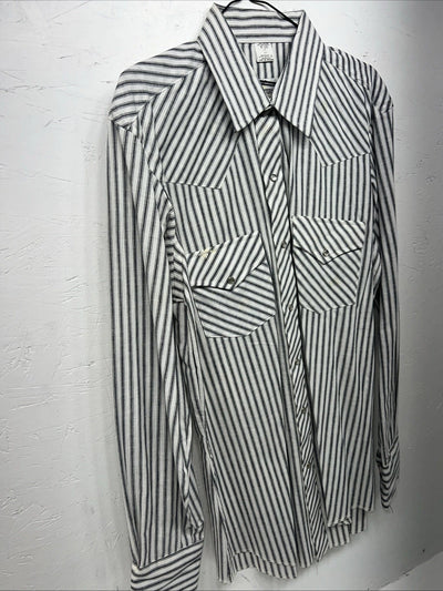 New Men’s Stripped Champion Westerns Pearl Snap Long Sleeve Shirt. 16x34 L P-26