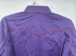 New Women’s White Horse Purple Long Sleeve Pearl Snap Medium KK-33