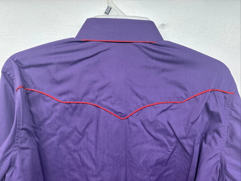 New Women’s White Horse Purple Long Sleeve Pearl Snap Medium KK-33