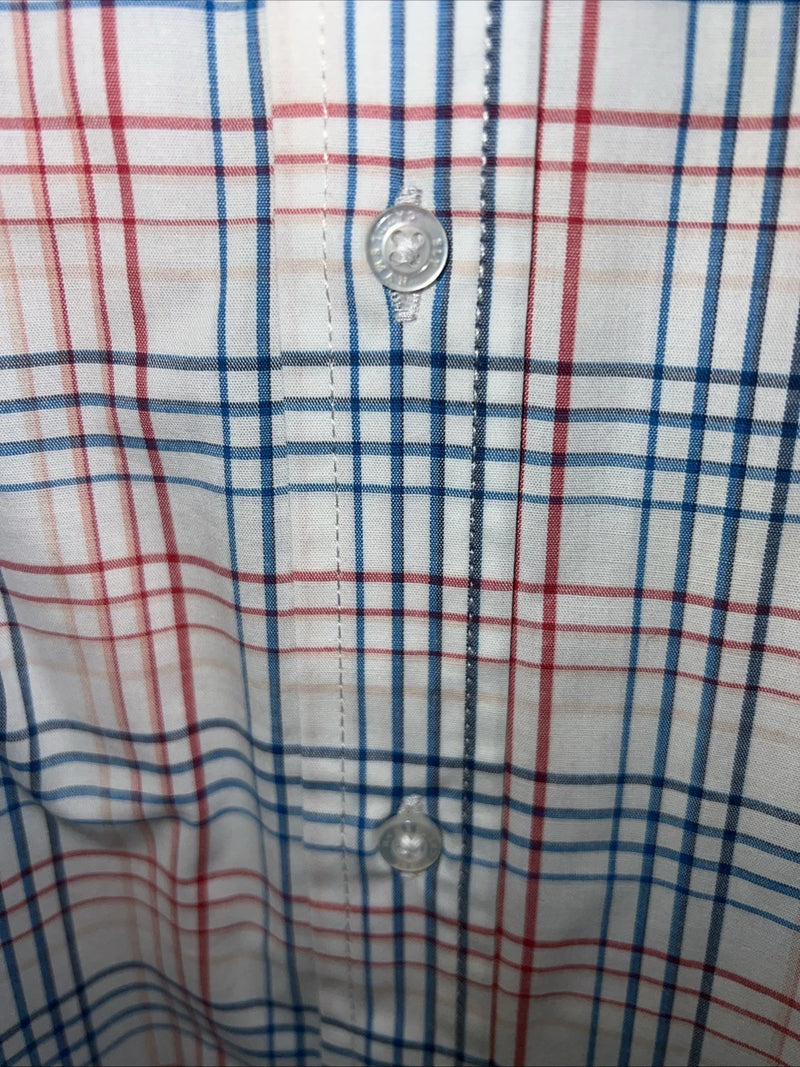 New Men’s Blue Red Plaid ELY Cattleman Button Up Long Sleeve Shirt. M P-42