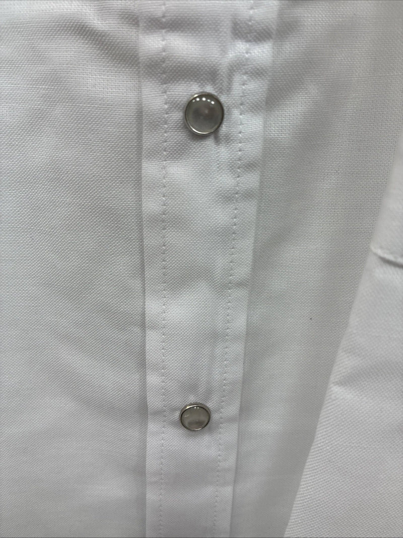 New Men’s ELY Cattleman Simple White Short Sleeve Pearl Snap 18.5 2XL M-74