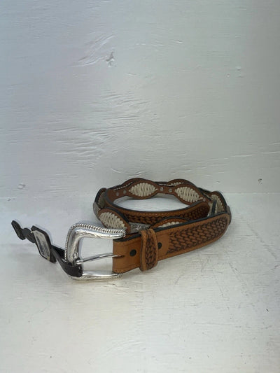 New Brown Genuine Leather Nocona Weaved And Pendent 46” Belt #2216448 NN-142