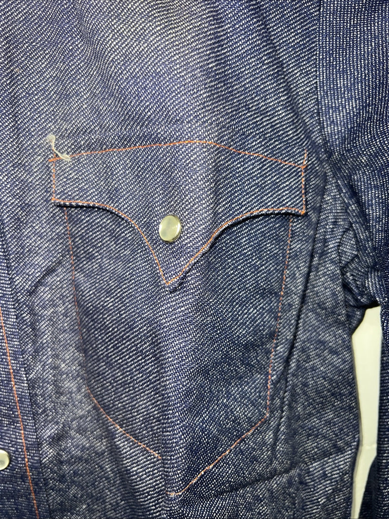 New Men’s Karman Western Wear Denim Pearl Snap Shirt. 14.5 x 32 Small A-169