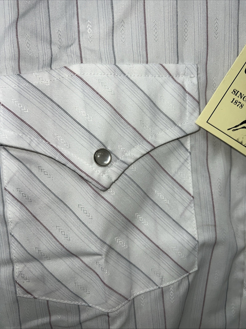 New Men’s White Pearl Snap ELY Cattleman Short Sleeve Western Shirt. Small A-172