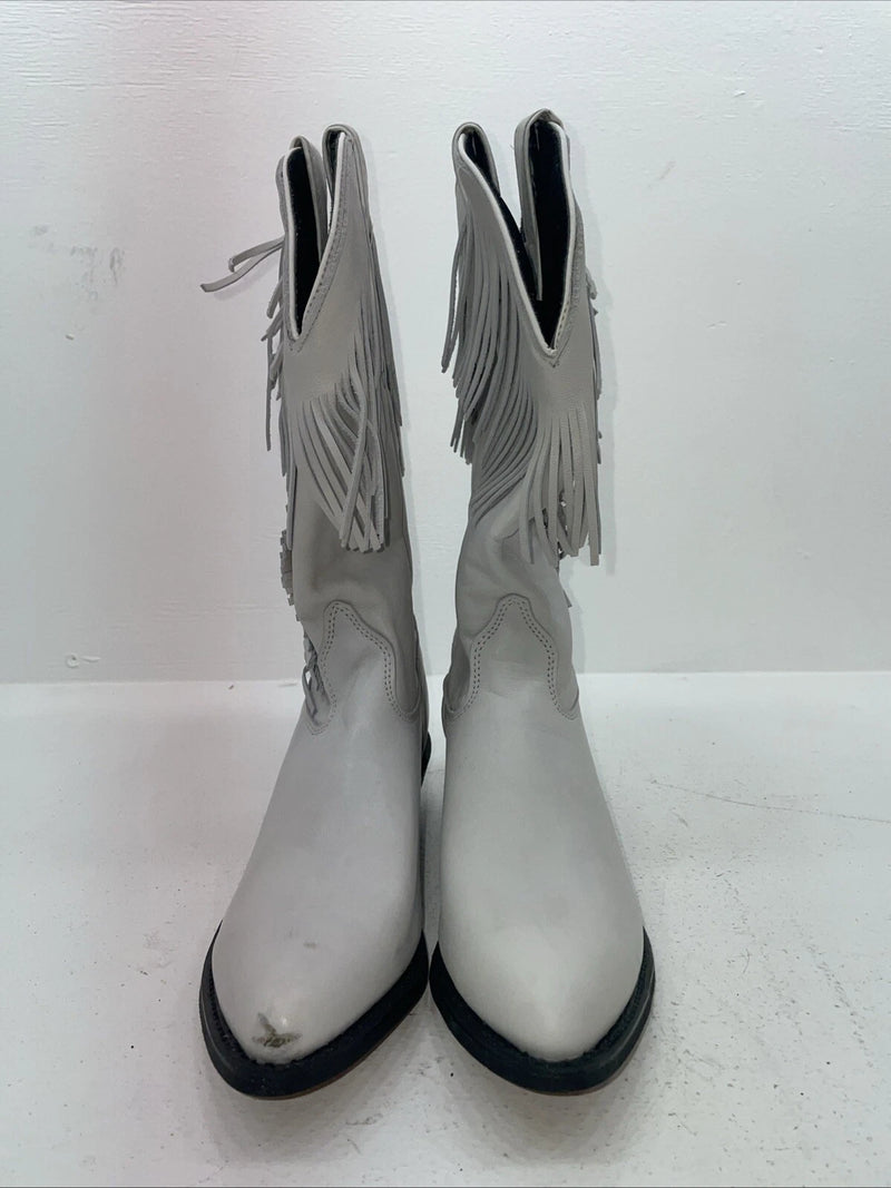 New Women’s White With Fringe Capezio Cowboy Boots. L 697 8 M. 16-47