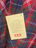 New Men’s ELY Plains Red Blue Plaid Long Sleeve Pearl Snap 17 XL T-87