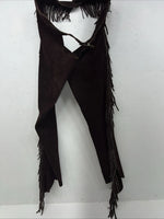 NOS Brown Show Chaps With Fringe Adjustable Waist 38” N-38