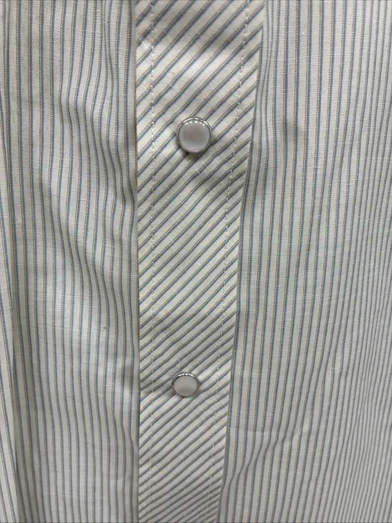 New Men’s White Horse Yellow Stripe Short Sleeve Pearl Snap Large CC-45