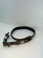 New Black Genuine Leather Double S Weaved And Pendent 30” Belt JJ-123