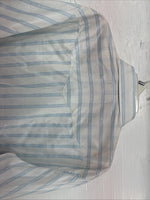 New Womens White Horse White Blue Stripe Long Sleeve Pearl Snap Large V-69