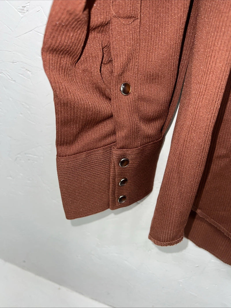 New Men’s Burgundy Panhandle Slim Long Sleeve Pearl Snap Shirt. 15.5x35 M S-12