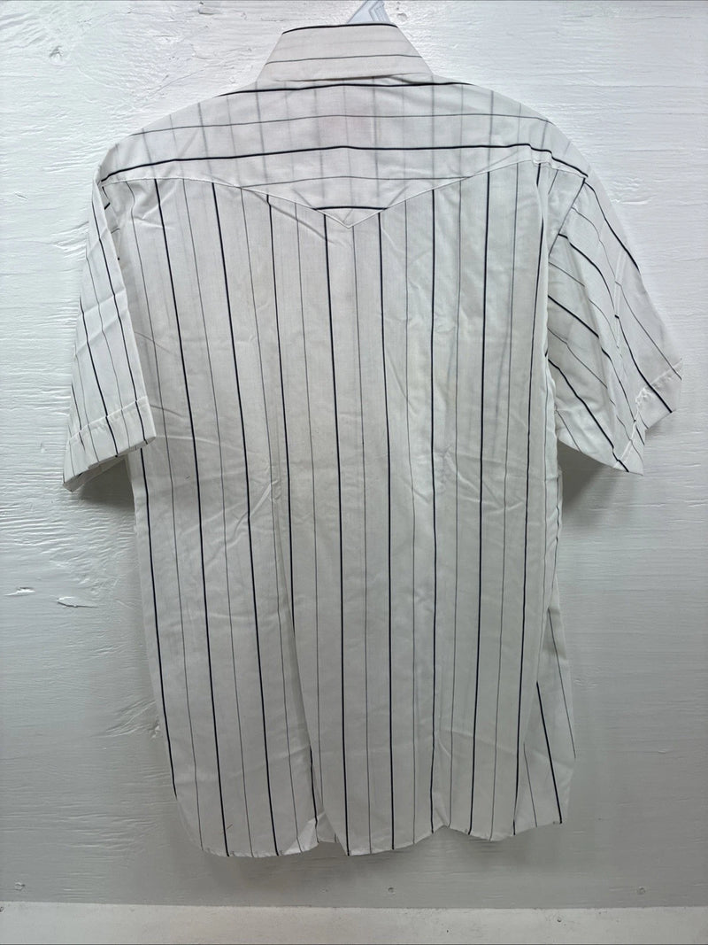 New Men’s Panhandle Slim White Stripe Short Sleeve Pearl Snap 16.5 Large CC-6