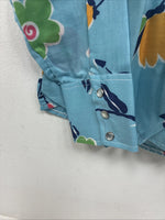 New Women’s Dickson Jenkins Blue Floral Long Sleeve Pearl Snap Size 30 KK-92