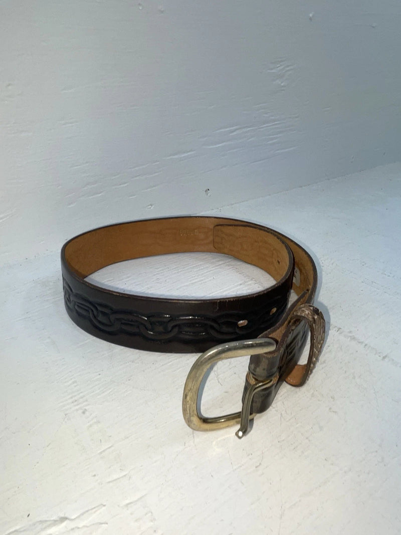 New Brown Genuine Leather Tooled 26” Belt #8103 NN-74 