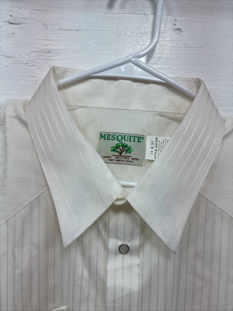 New Men’s Mesquite Off White Stripe Long Sleeve Pearl Snap 2XL H-44