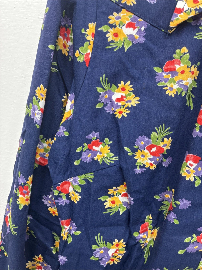 New Women’s Tem Tex Blue Floral Long Sleeve Pearl Snap Size 36 LL-17