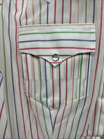New Kids Rockmount Multicolor Stripe Long Sleeve Pearl Snap Size 32 CC-109