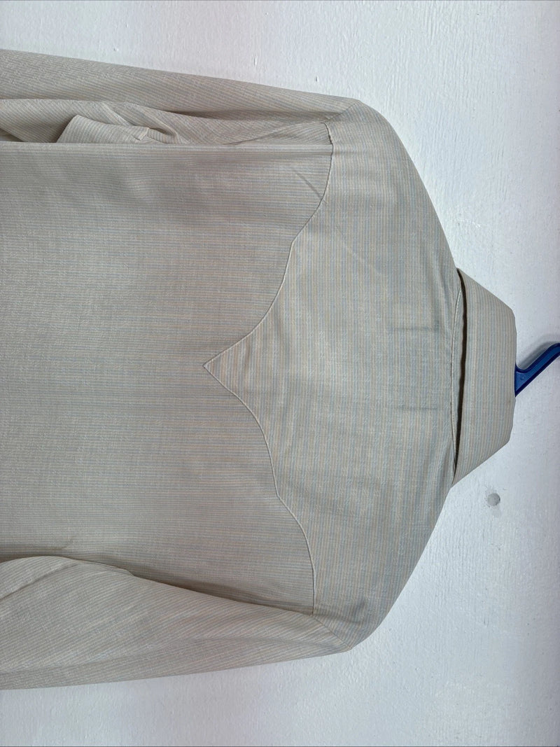 New Kids Panhandle Slim Tan Stripe Long Sleeve Pearl Snap Size 12 DD-104