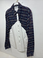 New Women’s Cowboy Threads White Blue Long Sleev Button Up Large MM-122 