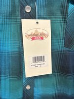 New Girls Cumberland Blue Plaid Long Sleeve Pearl Snap Size 2XL CC-120